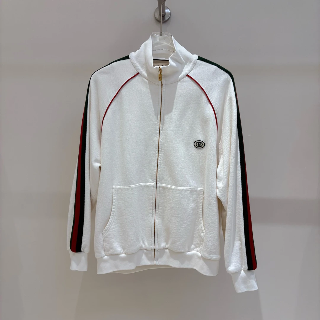 99新 GUCCI/古驰 GU1748 饰织带针织拉链卫衣套装M码原价10600