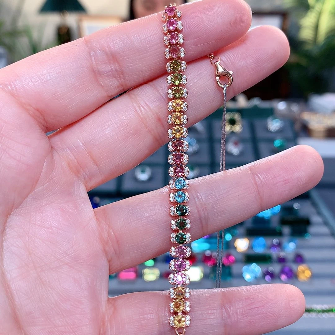 【闪购商品】碧玺手链银S925镶嵌碧玺手链