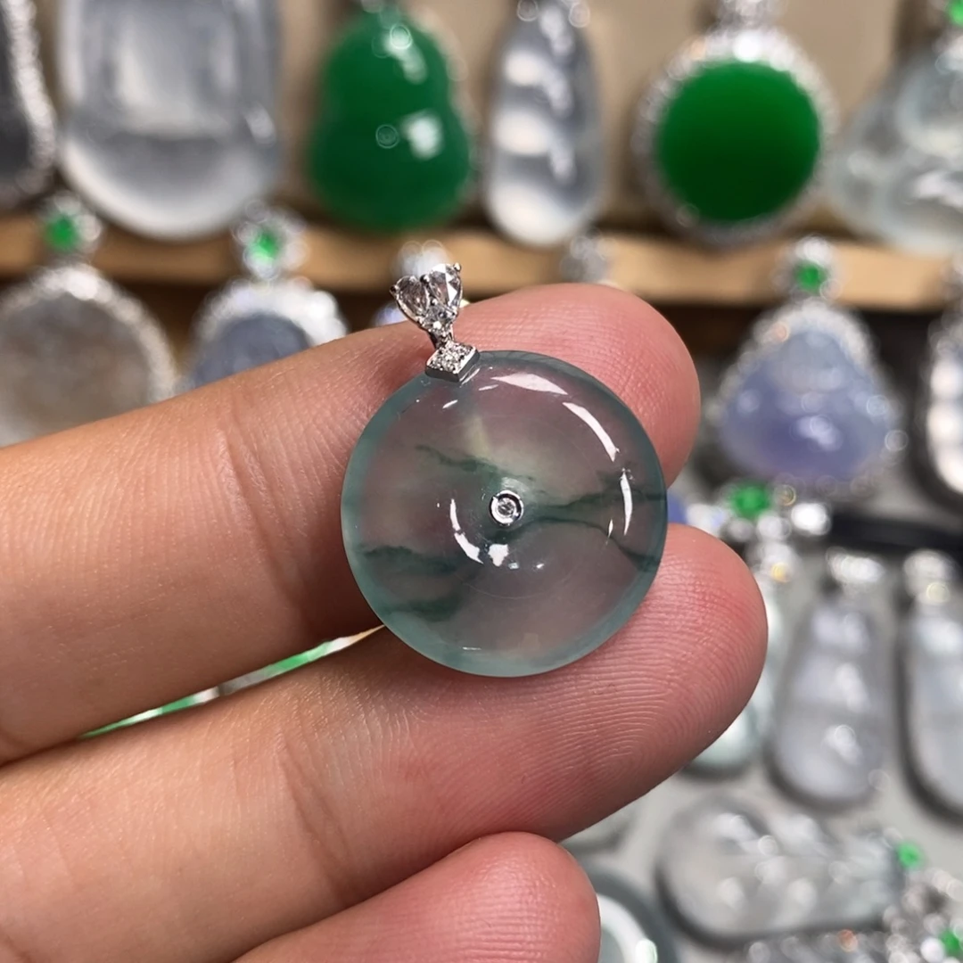 翡翠吊坠(不含链)18K金镶嵌