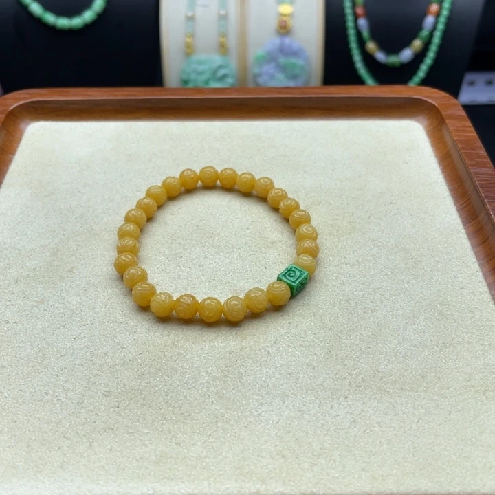 翡翠未镶嵌手链黄翡手串