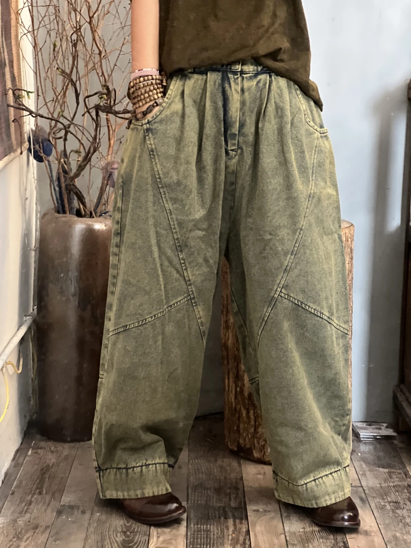 33 冬季新品牛仔裤复古休闲百搭夹棉女士裤子 臀围126长89