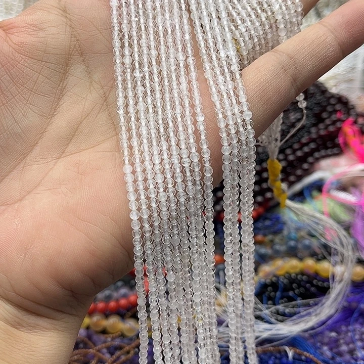 玛瑙/玉髓未镶嵌珠宝半成品一条2.5mm左右白水晶刻面