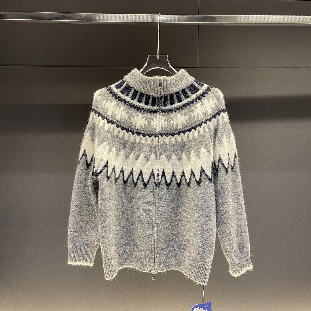 时尚秋冬宽松设计感提花多巴胺日系针织衫毛衣