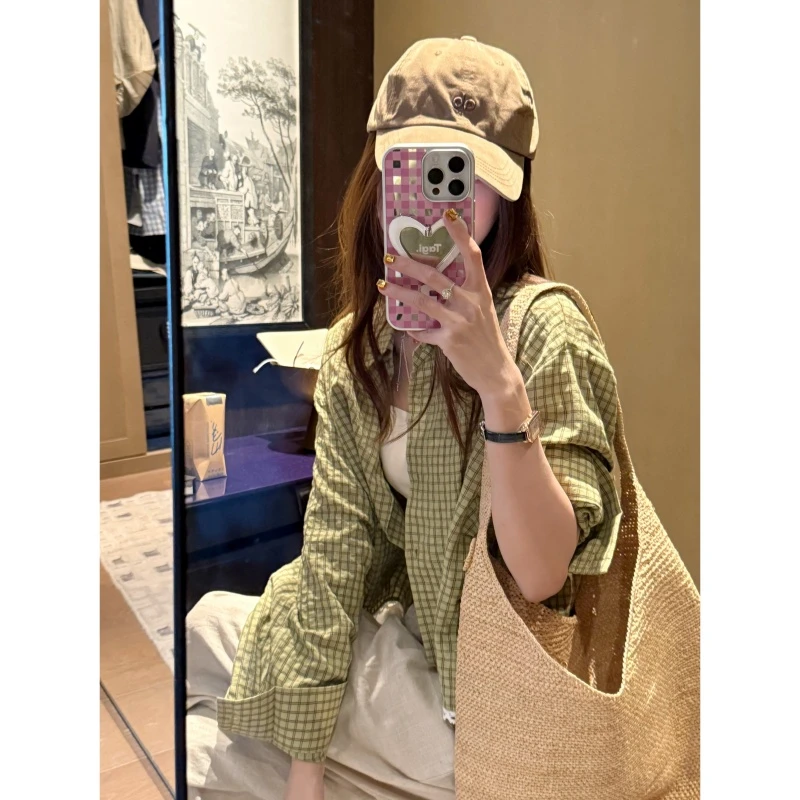 【多巴胺格子衬衫】春夏时尚韩版格子衬衫-CS202593