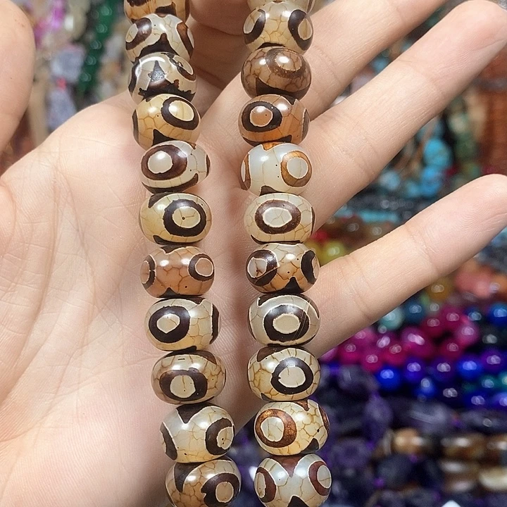 未镶嵌玛瑙/玉髓珠宝半成品玛瑙三眼天珠卡14mm