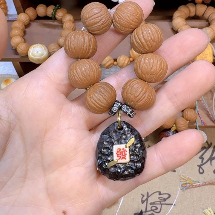 星月菩提手串猴头风雨手捻發發黑檀