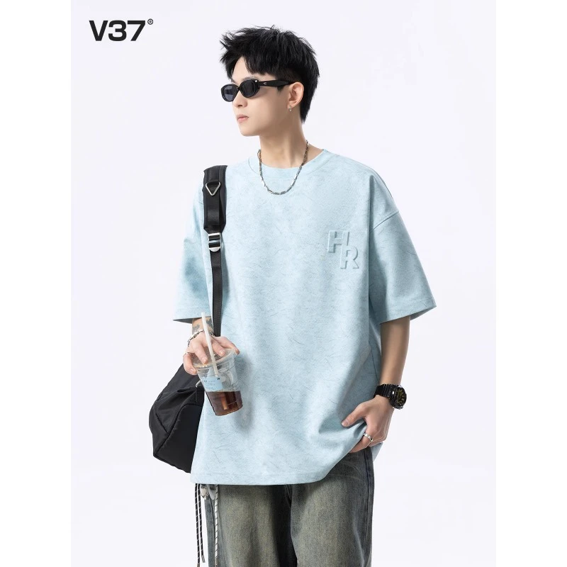 扎染脏脏短袖T恤欧若风2025新款重磅美式宽松五分袖潮牌高街上衣