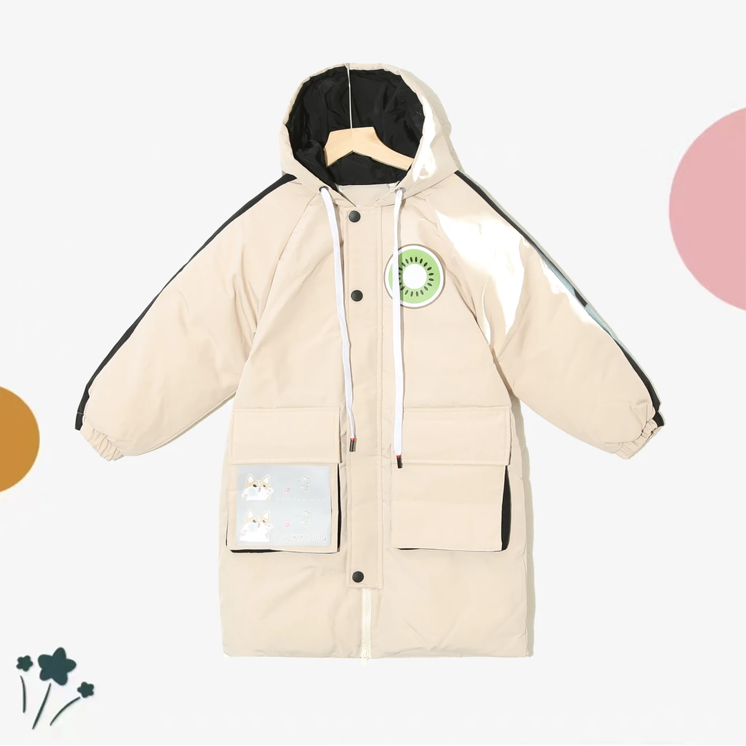 时尚拼接连帽中长款百搭中大童冬季棉服轻便保暖舒适爆款P-2G124