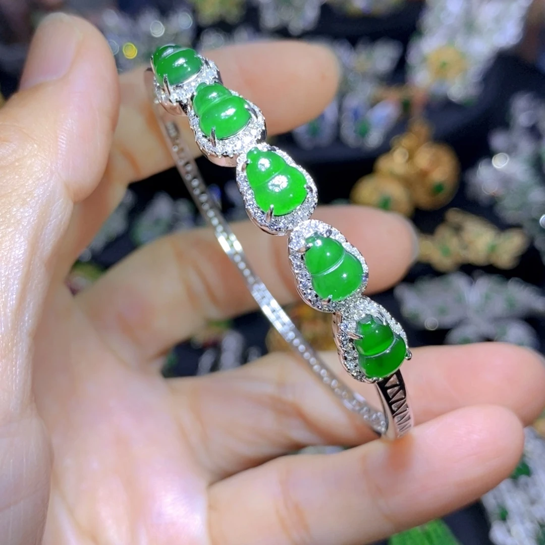 翡翠银S925镶嵌套链天然翡翠