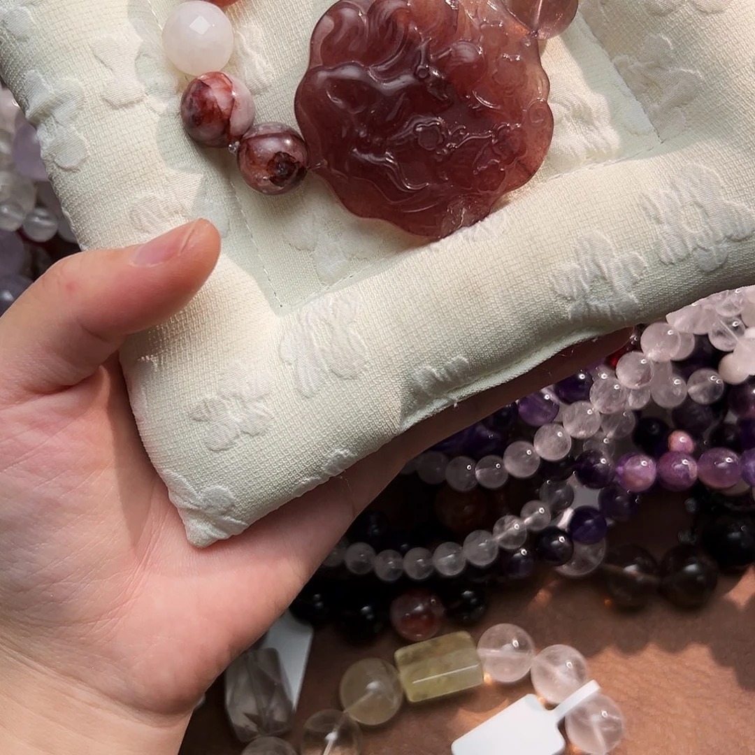 手链银S925镶嵌烟晶草莓晶