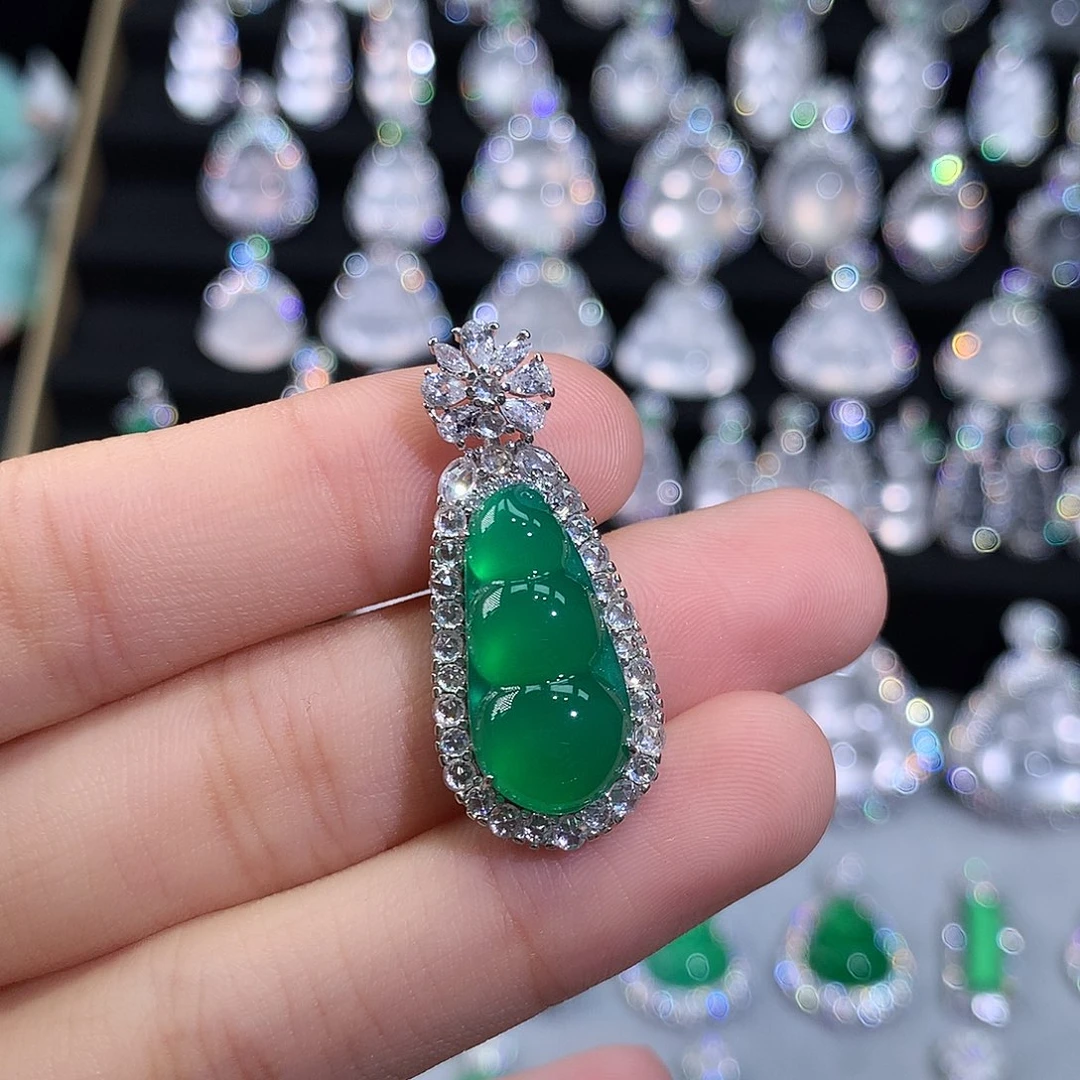 银S925镶嵌吊坠(不含链)玛瑙/玉髓