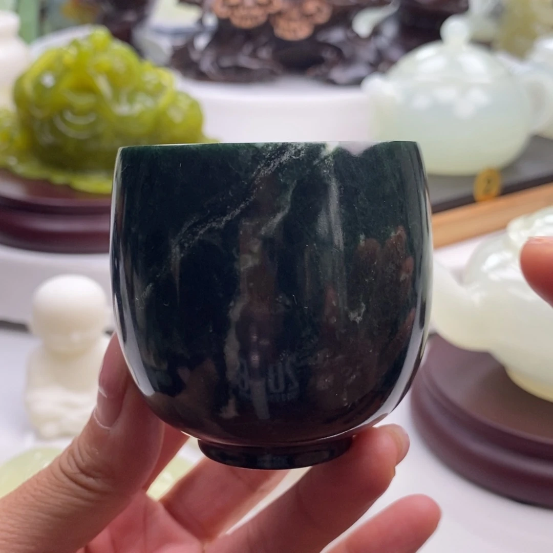 岫玉未镶嵌四大名玉茶杯120毫升