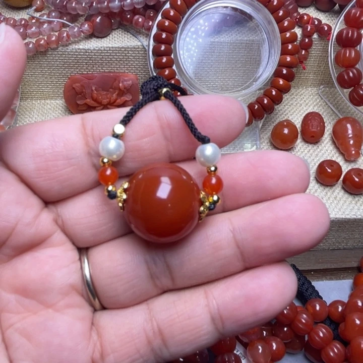 南红玛瑙未镶嵌手链锁骨项链2 0 M