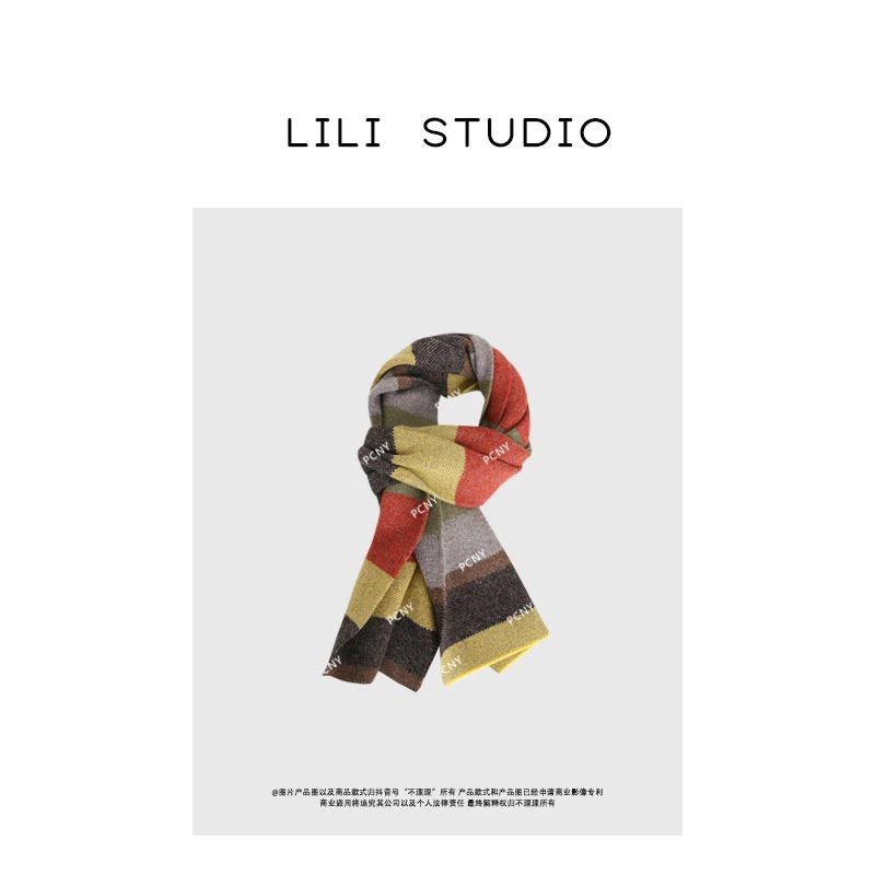 PCNY「彩条织忆」不理理冬季新款小众撞色羊毛围巾