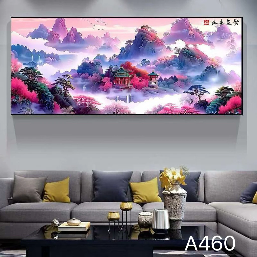 十字绣紫气东来国风手工线绣大格180×75（45色）