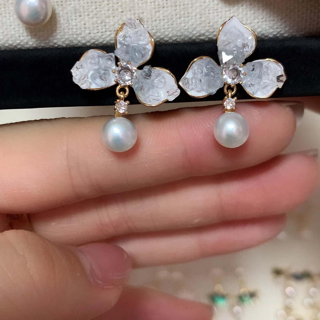 淡水珍珠耳饰合金