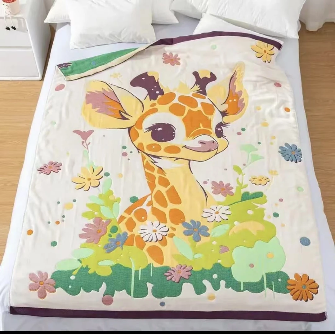 【一鹿有你】120*150cm升级款多功能亲肤柔软多层纱布面包被