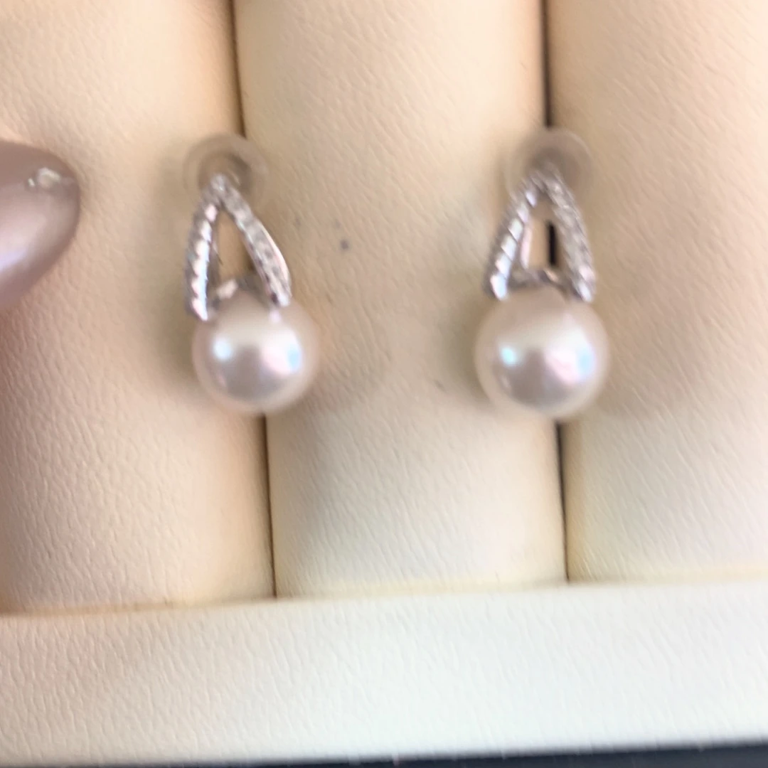 银S925镶嵌耳饰海水珍珠