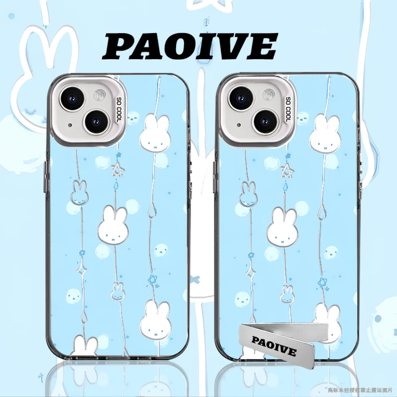 兔子创意适用苹果华为vivoiPhone小米三星防摔彩银手机壳