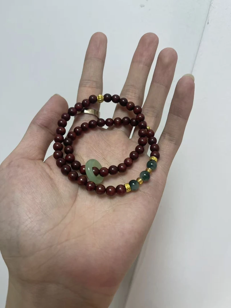 红檀双圈手串.（无礼盒）