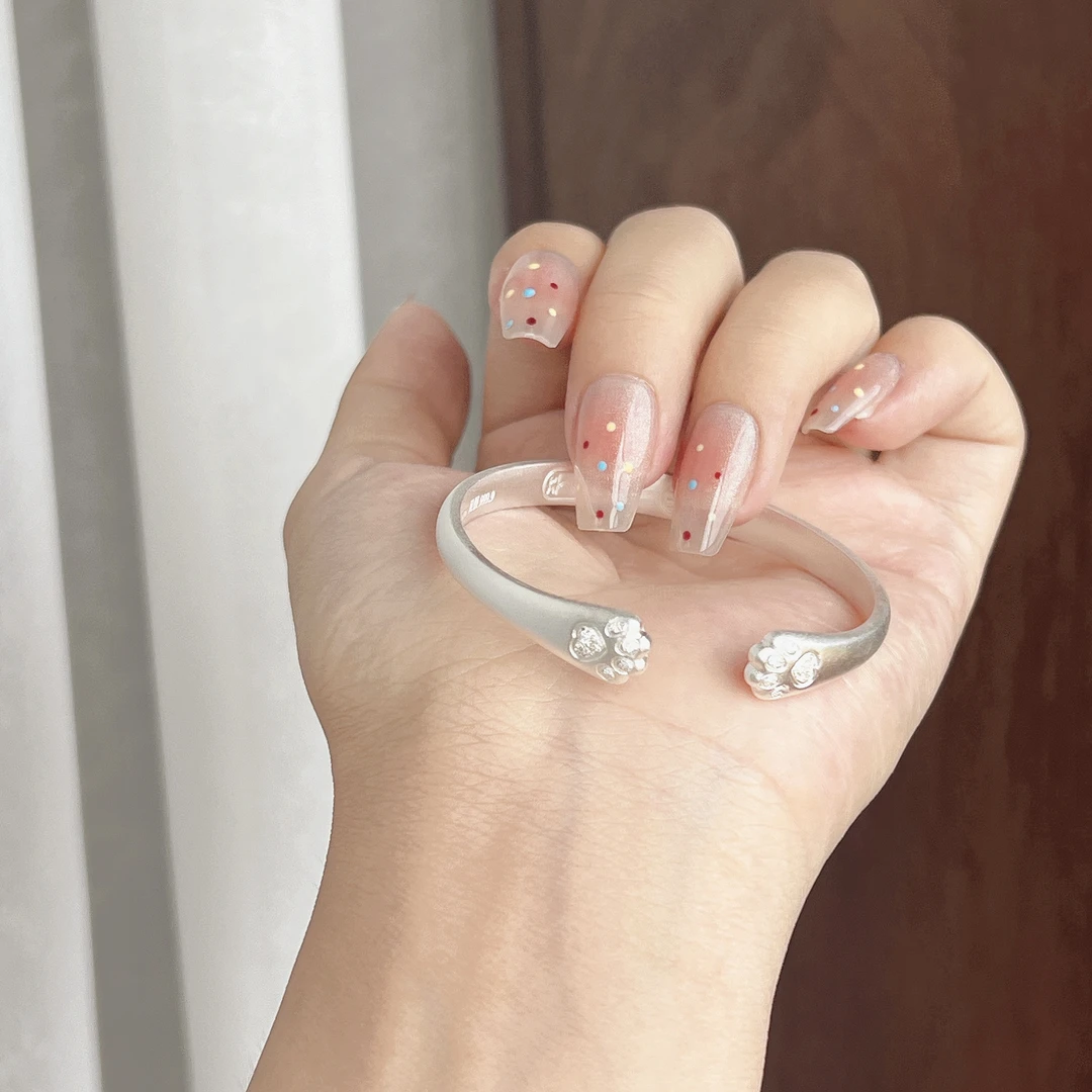 足银手镯 足银中童古法猫爪开口镯   平安喜乐悦银轩  生日礼首选