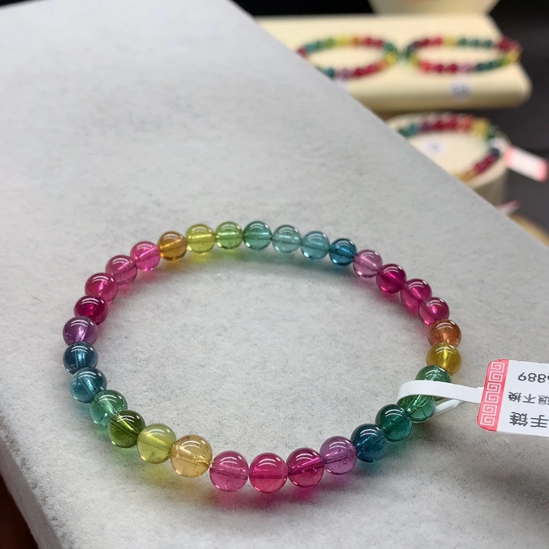 【闪购商品】未镶嵌手链碧玺彩虹色标单圈5.8