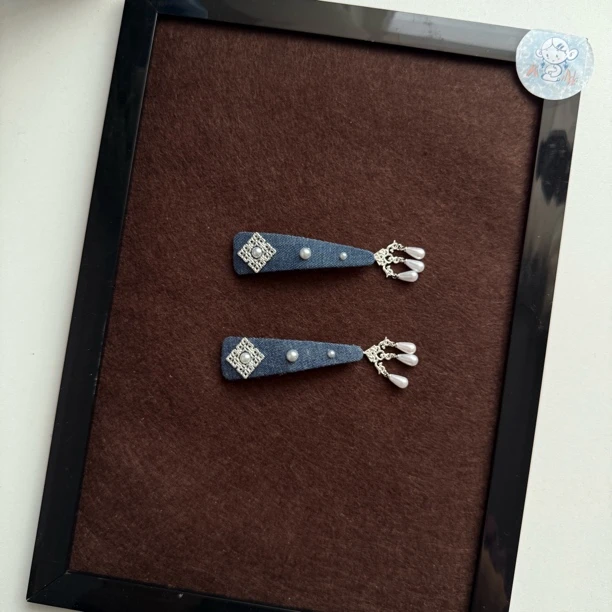 Himoka原创手工时尚气质百搭经典牛仔手工发夹（店铺商品满50包邮）