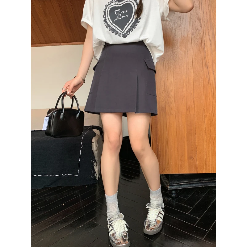 【ALINDM年中大清仓】胖mm显瘦遮肚短裙200斤高腰A字半身裙-AS25384