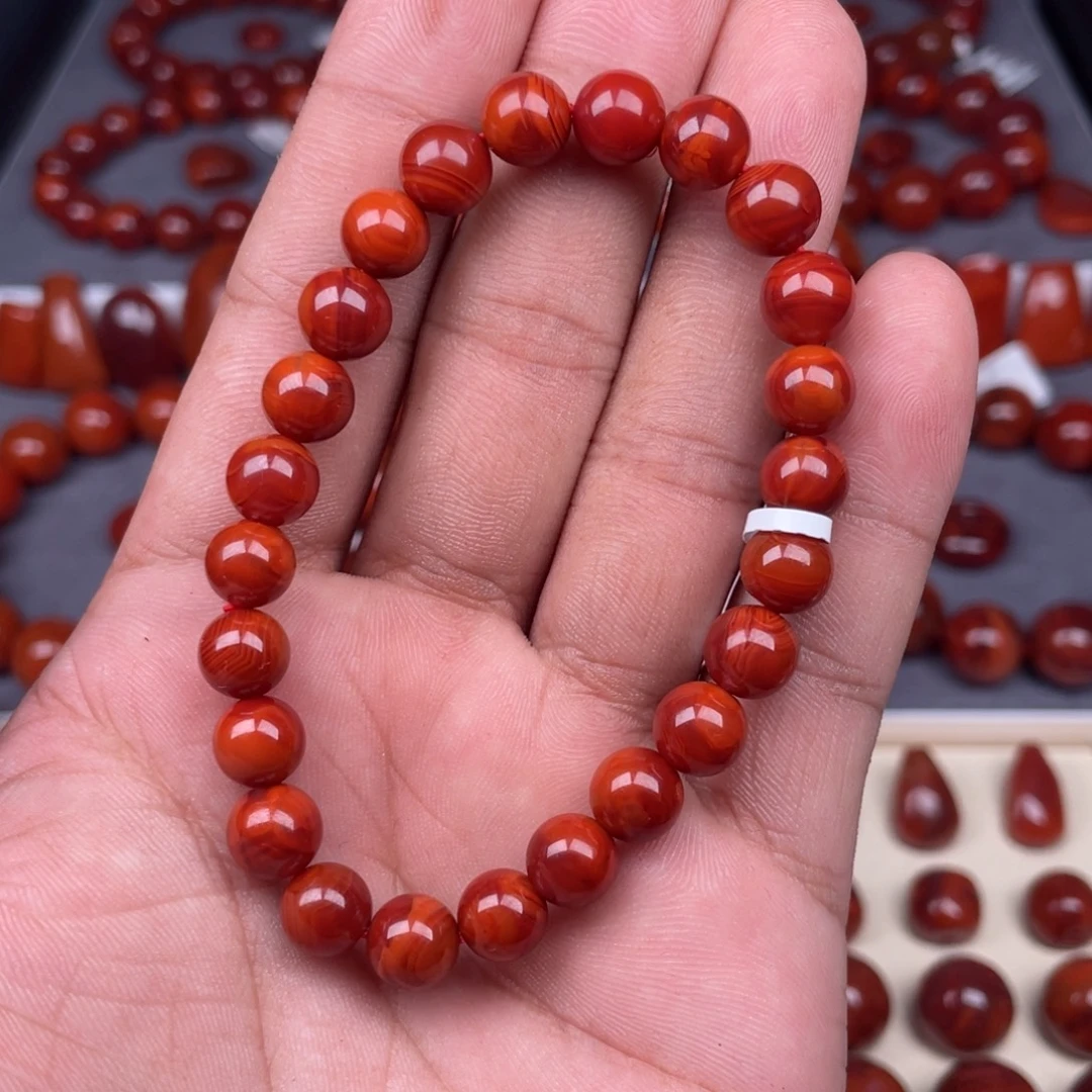 糖****南红玛瑙未镶嵌瓦西南红圆珠手串8mm