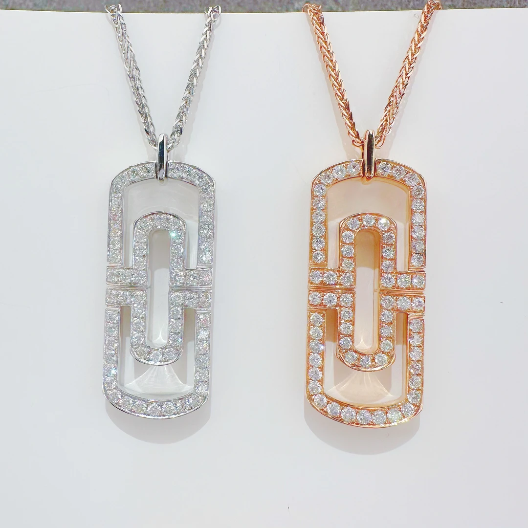 18K金 钻石回形针项链 时尚百搭经典精致男士项链 多样性发其一