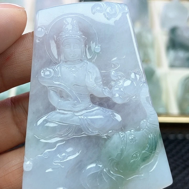 翡翠未镶嵌颈饰天然翡翠A货普贤菩萨