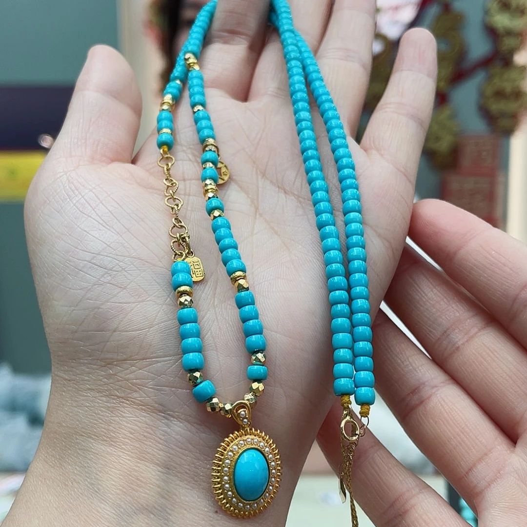 绿松石颈饰18K金镶嵌