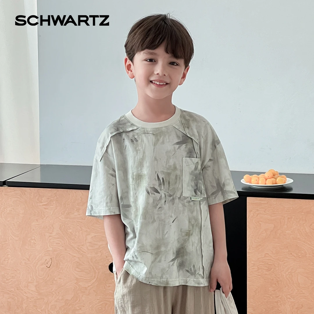 schwartz圆领短袖t恤2025夏季新款帅气潮酷百搭显白时尚-9241