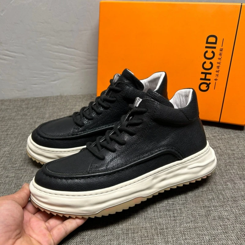 欧洲站高帮鞋男2025秋冬季新款马丁靴男真皮时尚透气休闲鞋男短靴