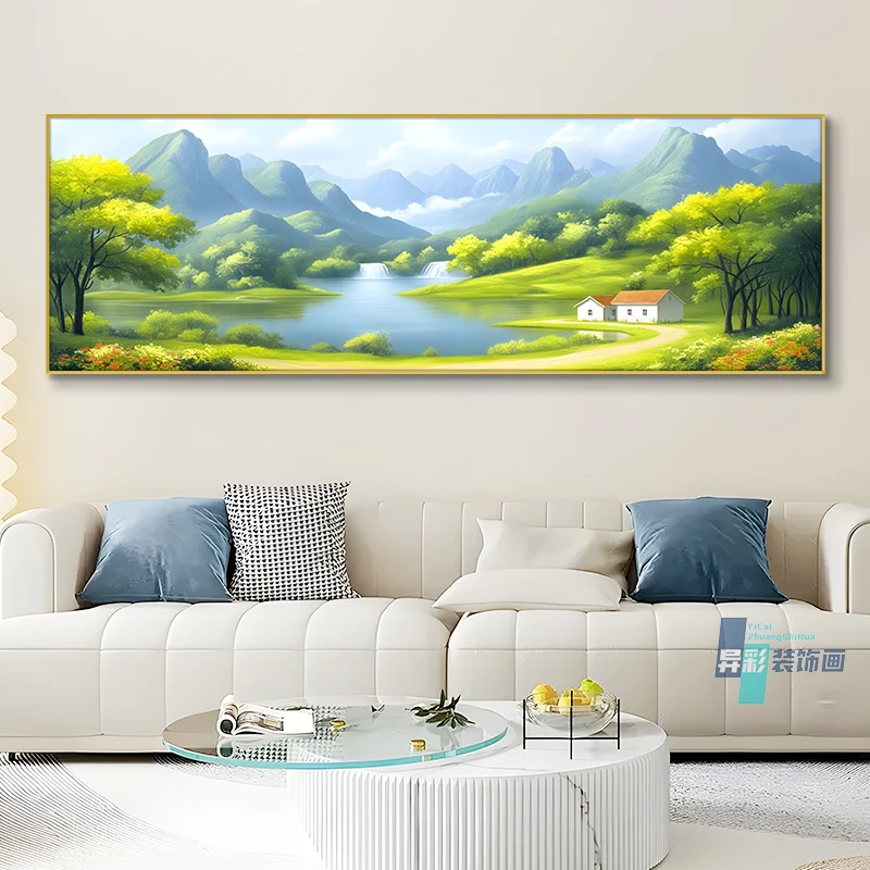 福居宝地聚宝盆装饰画高档大气挂画现代轻奢客厅沙发背景墙山水画