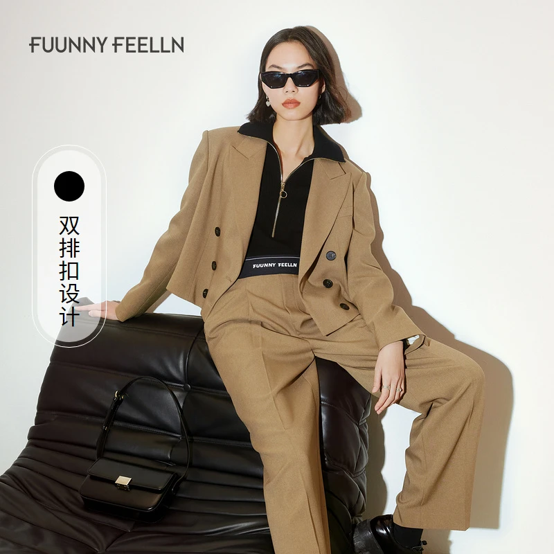 【达人专属】FF商场同款FF||仿佛短外套女西装薄款截短式FA00359