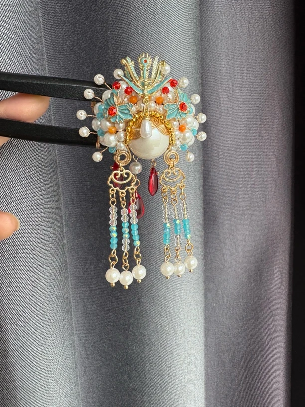 女复古/宫廷头饰发簪饰品仙女风原创设计古装烧蓝刀马旦发簪