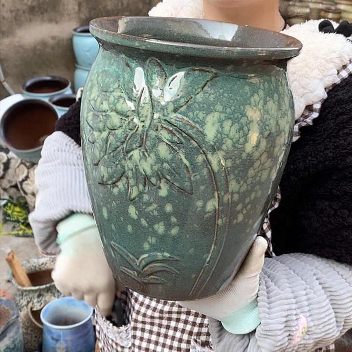 紫砂花盆瑕疵口20高25