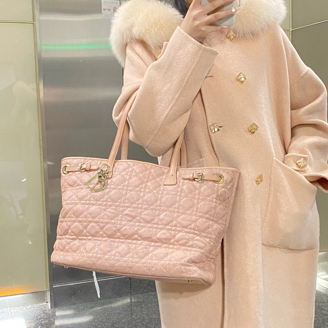 95新 DIOR/迪奥 dior粉色tote单肩包