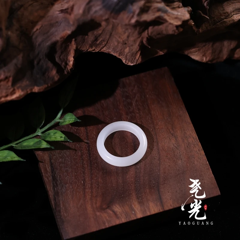 风吟丨精品高白新疆和田玉白玉戒圈珠宝和田玉