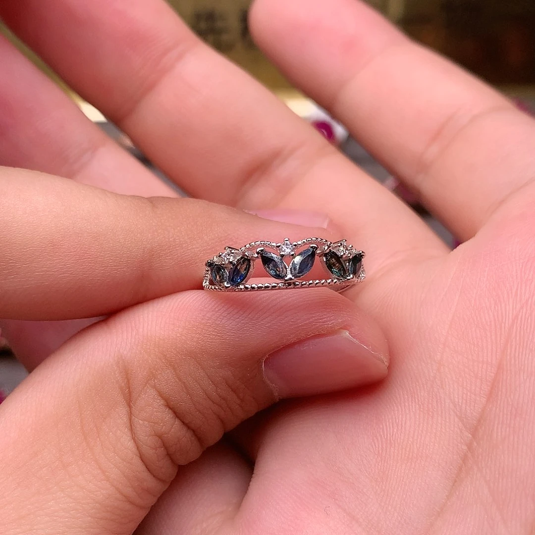 蓝宝石戒指银S925镶嵌