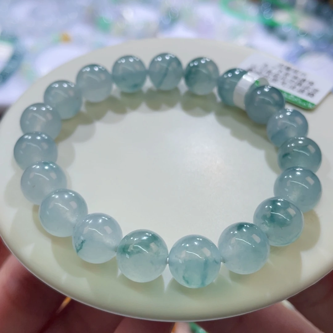 未镶嵌手链翡翠冰胶蓝花卡9.5