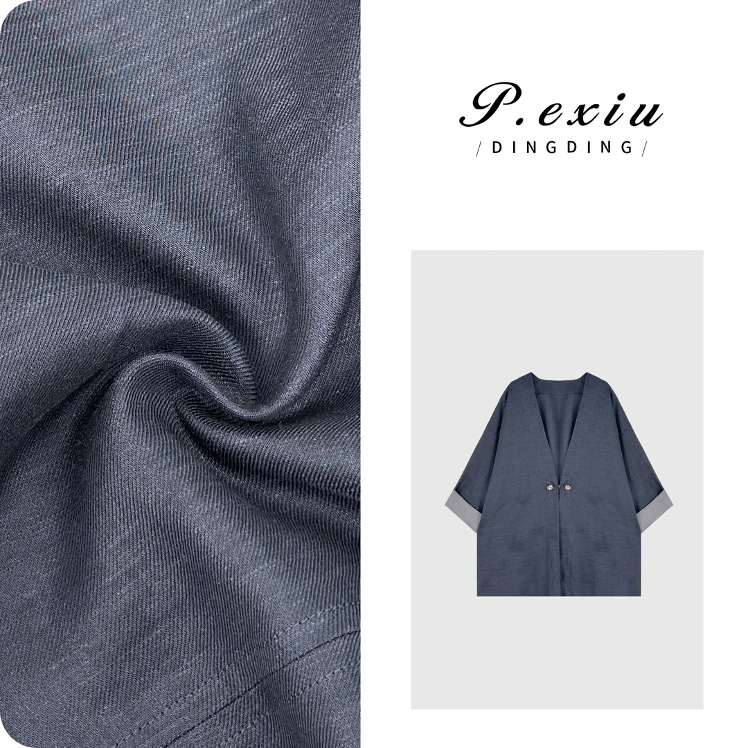 PanYiXiu/潘依绣亚麻天丝中式老钱风翻折袖廓形短外套 M8814