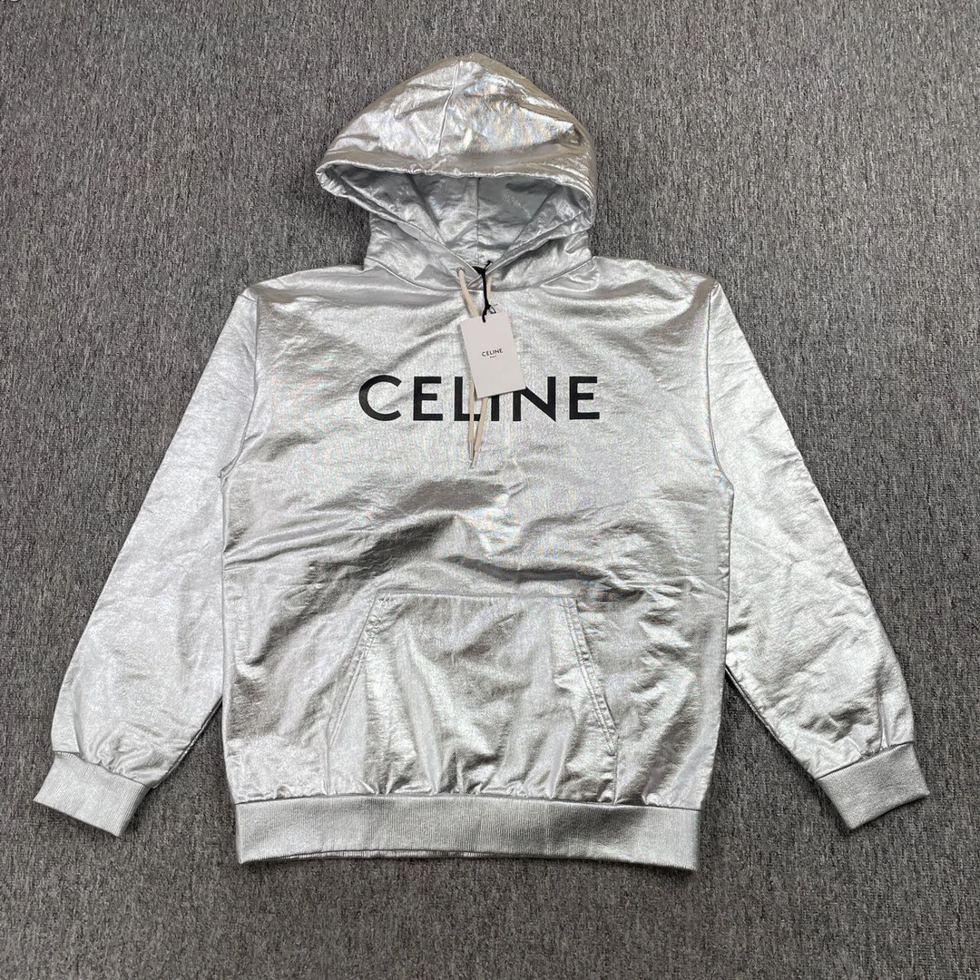全新未使用 Celine/思琳 银色字母印花帽全新带吊/6332