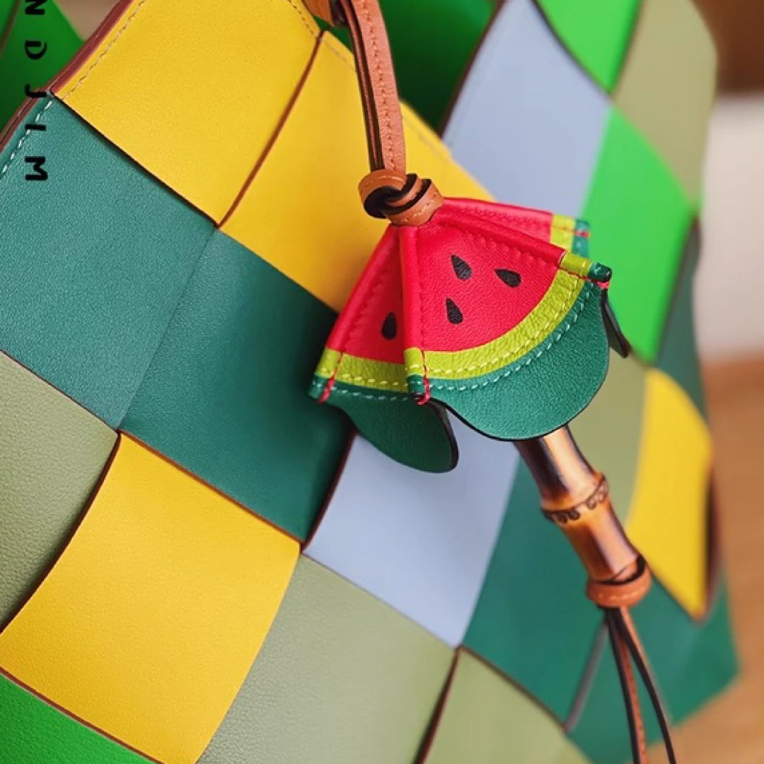 CTANDJIM海洋系列散钱包绵羊皮手工镶嵌八爪鱼西瓜青蛙柠檬挂件