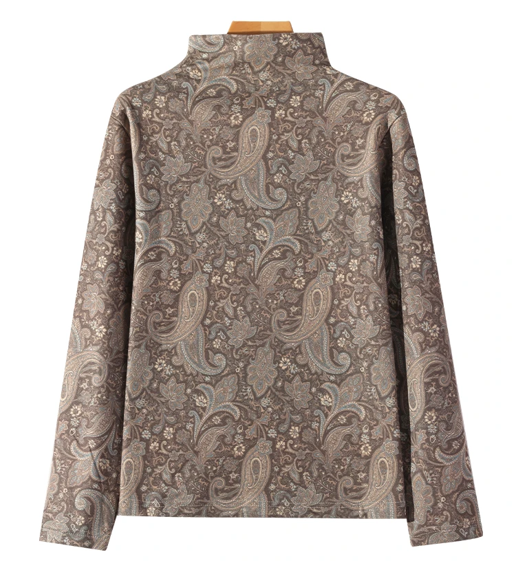 秋冬德绒女士亲肤气质保暖衫打底衫保暖搭子半高圆领-咖色羽毛