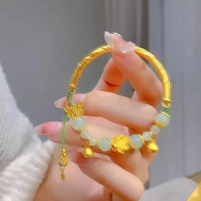 铜合金手镯 蝴蝶半镯手链2025新款古法传承手镯手饰金色女高级感