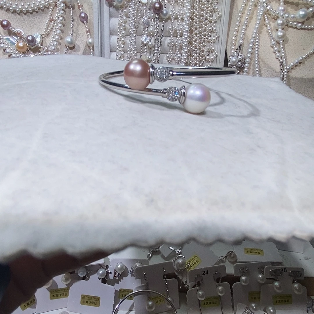 非金属纯银手镯炫彩双珠