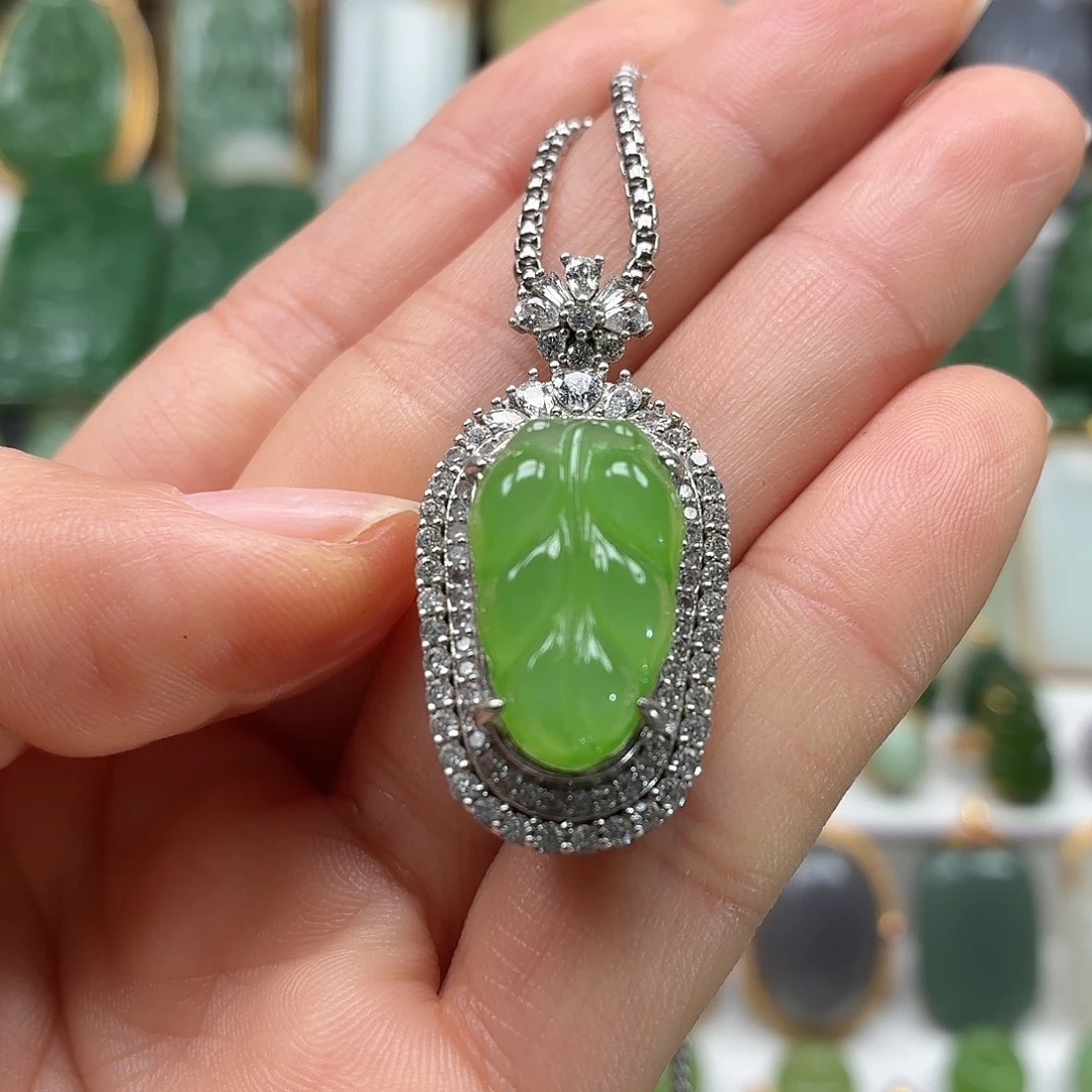 和田玉银S925镶嵌颈饰