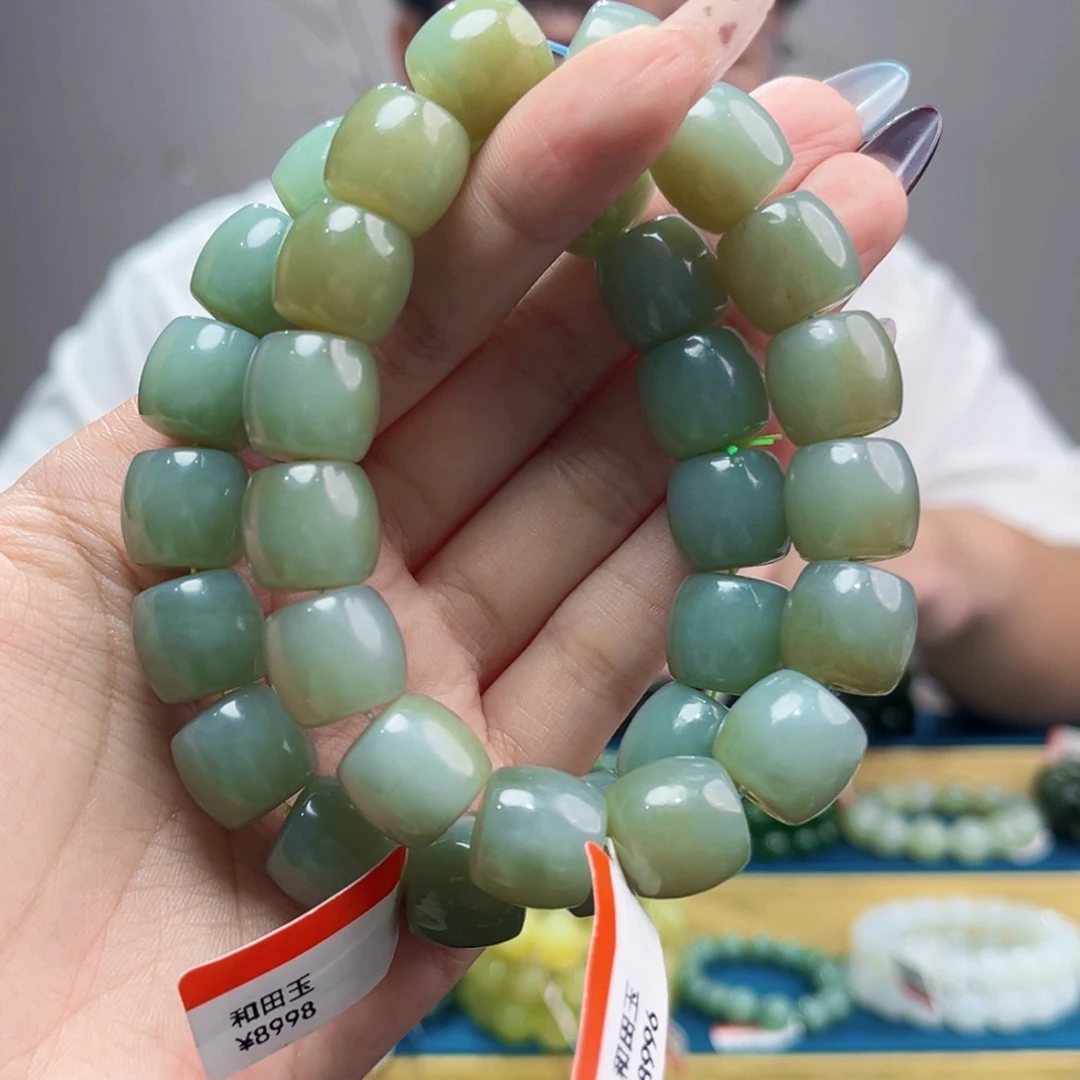 和田玉未镶嵌手链纯天然和田玉新疆且末天空蓝12多样性发拍一发一